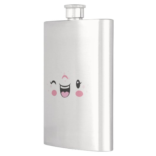 Pink Winking Kawaii Face Flask Flachmann (Links)