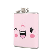 Pink Winking Kawaii Face Flask Flachmann (Links)