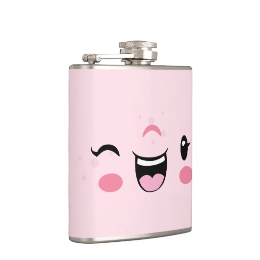 Pink Winking Kawaii Face Flask Flachmann (Rechts)