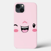 Pink Winking Kawaii Face iPad Case (Rückseite)