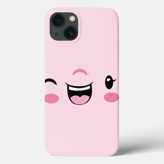Pink Winking Kawaii Face iPad Case (Rückseite)