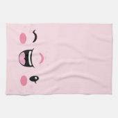 Pink Winking Kawaii Face Küchentuch (Horizontal)