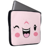 Pink Winking Kawaii Face Laptop Sleeve (Vorne Rechts)