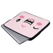 Pink Winking Kawaii Face Laptop Sleeve (Vorne Knopf)