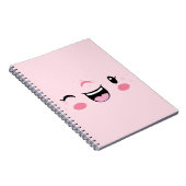 Pink Winking Kawaii Face Notebook Notizblock (Rechte Seite)