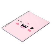 Pink Winking Kawaii Face Notebook Notizblock (Linke Seite)