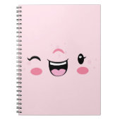 Pink Winking Kawaii Face Notebook Notizblock (Vorderseite)