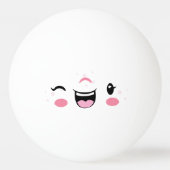 Pink Winking Kawaii Face Ping Pong Balls Tischtennisball (Vorderseite)