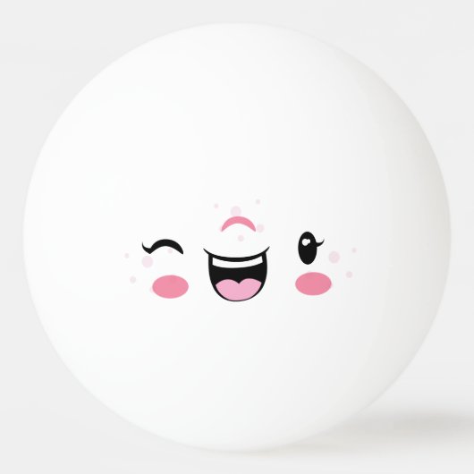 Pink Winking Kawaii Face Ping Pong Balls Tischtennisball (Rückseite)