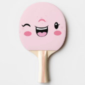 Pink Winking Kawaii Face Ping Pong Paddle Tischtennis Schläger (Vorderseite)
