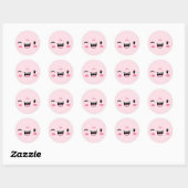 Pink Winking Kawaii Face Stickers (Blatt)