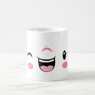 Pink Winking Kawaii Face Tasse