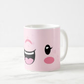 Pink Winking Kawaii Face Tasse (VorderseiteRechts)