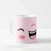 Pink Winking Kawaii Face Tasse (Vorderseite Links)