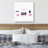 Pink Winking Kawaii Face Wrapped Canvas Leinwanddruck (Insitu (Schlafzimmer))