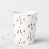 Pink Winter Après Bébé Ski Pattern Baby Shower Pappbecher (Rückseite)