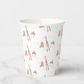 Pink Winter Après Bébé Ski Pattern Baby Shower  Pappbecher (Links)