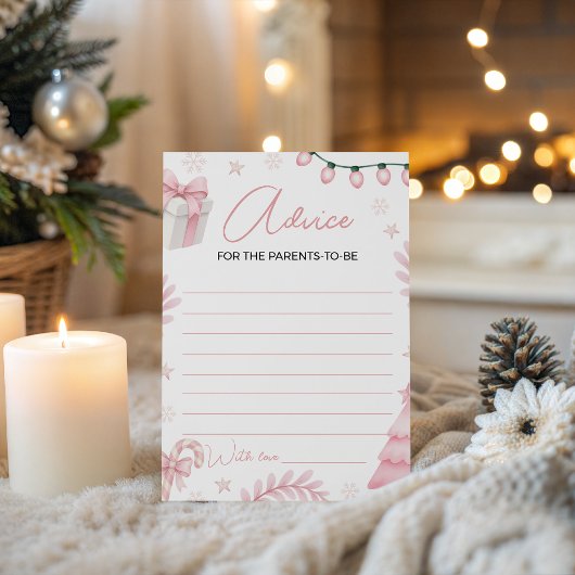 Pink Winter Baby Advice Card Einladung