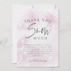 Pink Winter Baby Dusche Danke Schnee Muck Card
