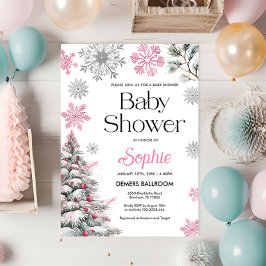 Pink Winter Baby Dusche Einladung