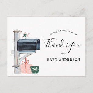 Pink Winter Baby Dusche per Mail Vielen Dank Postkarte