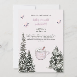 Pink Winter Baby Es ist kalt Outside Snowy Dusche Einladung