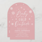 Pink Winter Baby Es ist kalte Außendusche Einladung (Vorne/Hinten)