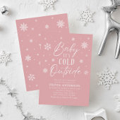 Pink Winter Baby Es ist kalte Außendusche Einladung