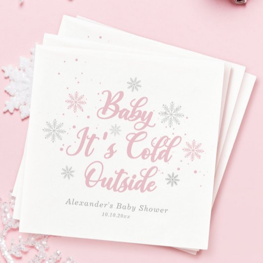 Pink Winter Baby Es ist kalte Außendusche Serviette