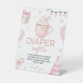Pink Winter Baby Shower Diaper Raffle Sign Sockelschild (Vorderseite)