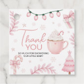 Pink Winter Baby Shower Favor Tag Geschenkanhänger (Vorderseite)