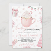 Pink Winter Baby Shower Invitation Einladung (Vorderseite)