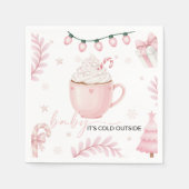 Pink Winter Baby Shower Napkin Serviette (Vorderseite)
