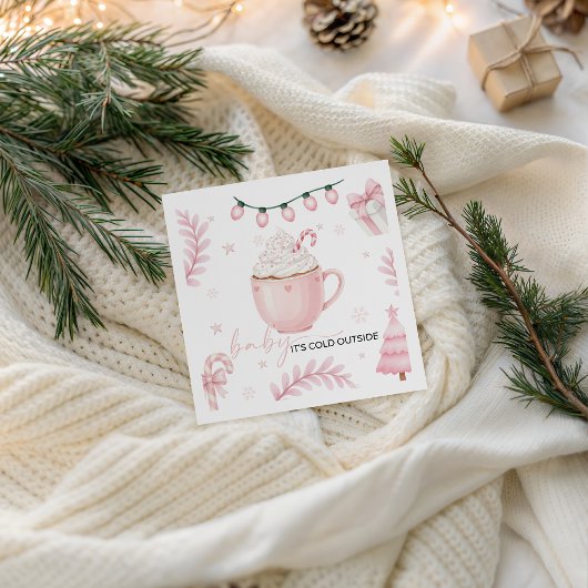 Pink Winter Baby Shower Napkin Serviette