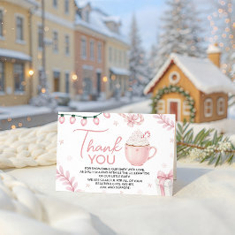 Pink Winter Baby Shower Thank You Card Begleitkarte