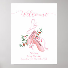 Pink Winter Ballerina Tutu Baby Shower Welcome  Poster