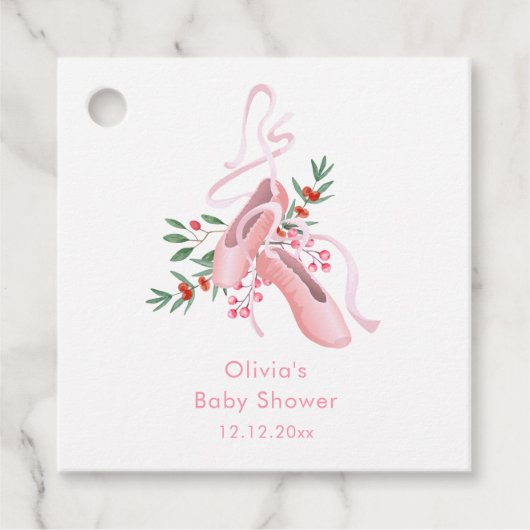 Pink Winter Ballerina Tutu Cold Baby Shower  Geschenkanhänger (Vorderseite)