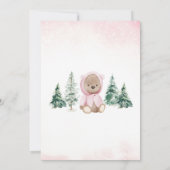 Pink Winter Bear Baby Dusche Einladung (Rückseite)