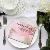 Pink Winter Berry Floral Christmas Foto QR Code All In One Einladung