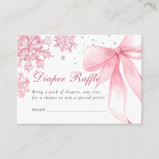 Pink Winter Bow Baby Duschkabine Windelwanne Begleitkarte (Vorderseite)