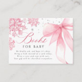 Pink Winter Bow Baby Showbücher für Baby Begleitkarte (Vorderseite)