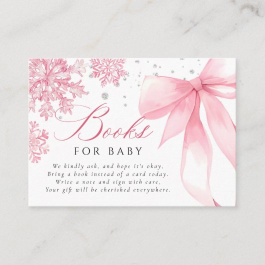Pink Winter Bow Baby Showbücher für Baby Begleitkarte (Vorderseite)