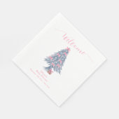 Pink Winter Bow Christmas Tree Baby Shower Welcome Serviette (Ecke)