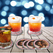 Pink Winter Christmas Family Photo Runder Pappuntersetzer