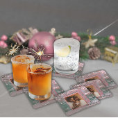 Pink Winter Christmas Family Photo Untersetzer