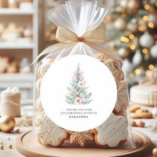 Pink Winter Christmas Girl Babyduschsticker Runder Aufkleber