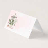 Pink Winter christmas tree Baby Shower place card (Vorderseite)