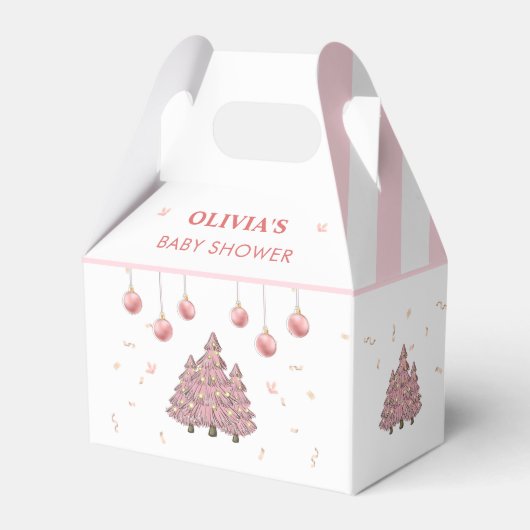Pink Winter Christmas Tree Santa Baby Dusche Geschenkschachtel (Vorderseite)