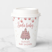 Pink Winter Christmas Tree Santa Baby Dusche Pappbecher (Vorderseite)