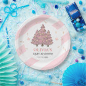 Pink Winter Christmas Tree Santa Baby Dusche Pappteller (Party)